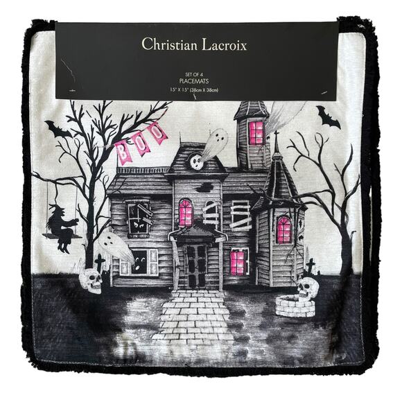 Christian Lacroix Halloween Haunted House Placemats 15in Set of 4 Spooky NEW - Picture 9 of 13